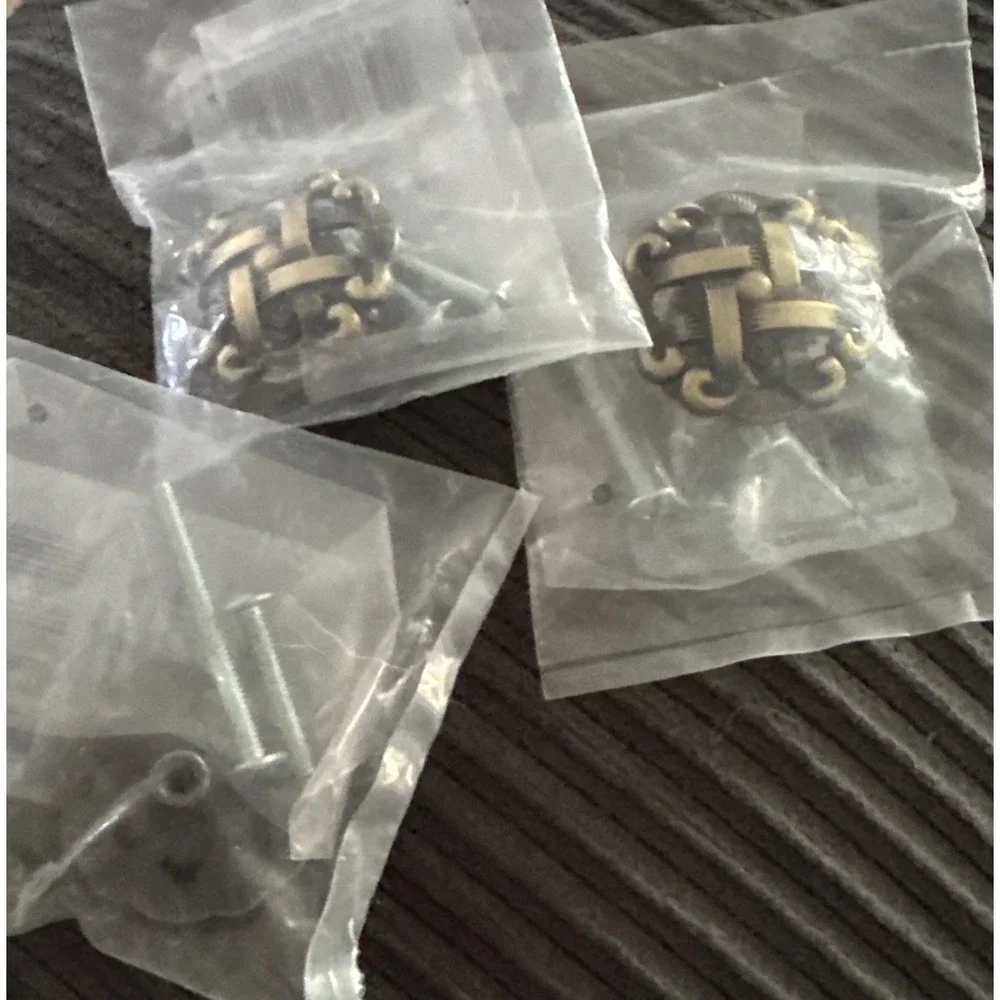 Brass Drawer Knob Lot Of 3- 1.5 Inch Diameter New In Package Antique